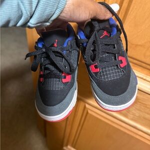 Jordan Kids Black, Red, and Blue Sneakers